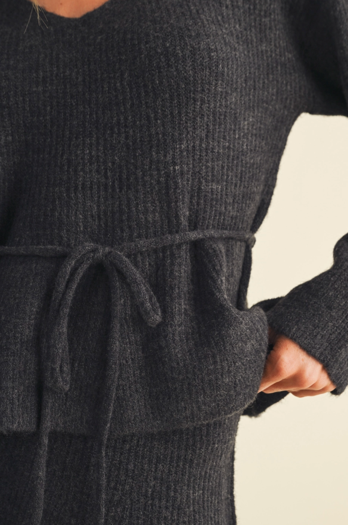Drawstring Peplum Pullover