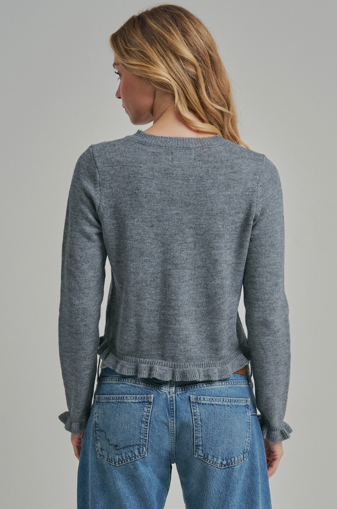 Button Down Ruffled Cardigan