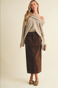 Corduroy Patch Pocket Skirt