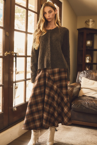 Plaid Pattern Midi Skirt