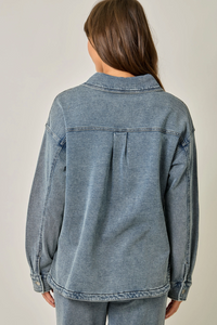 Washed Knit Denim Shacket