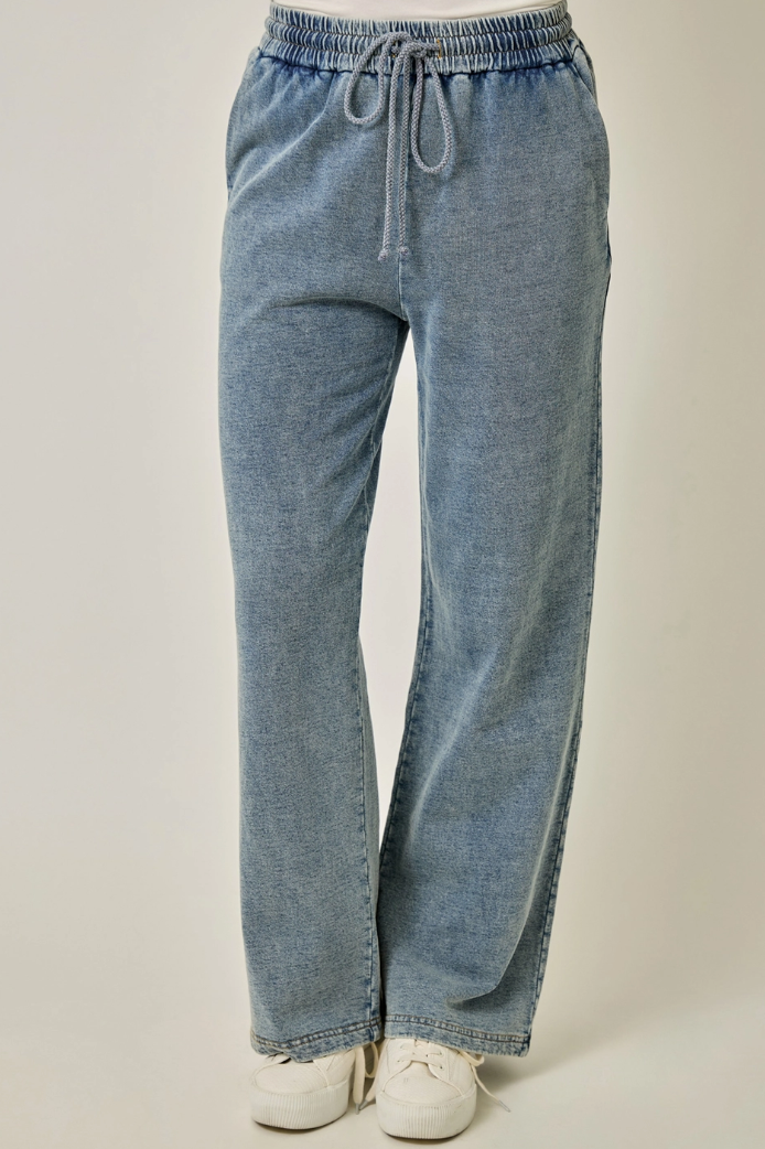 Washed Knit Denim Pant