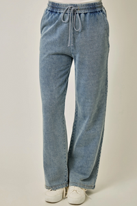 Washed Knit Denim Pant