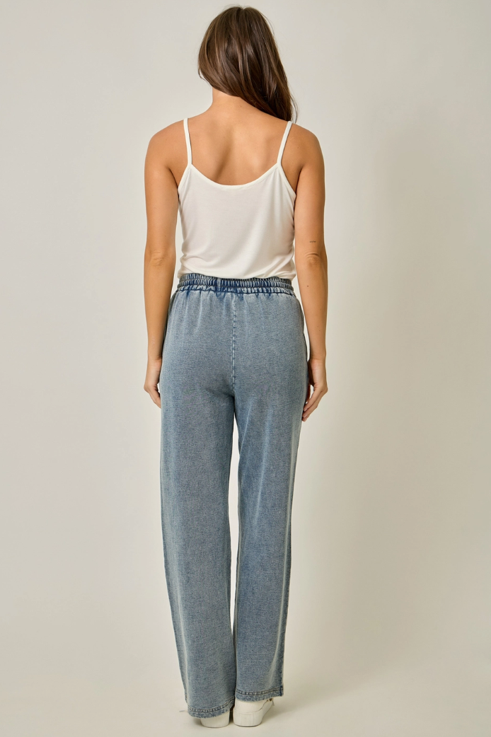 Washed Knit Denim Pant