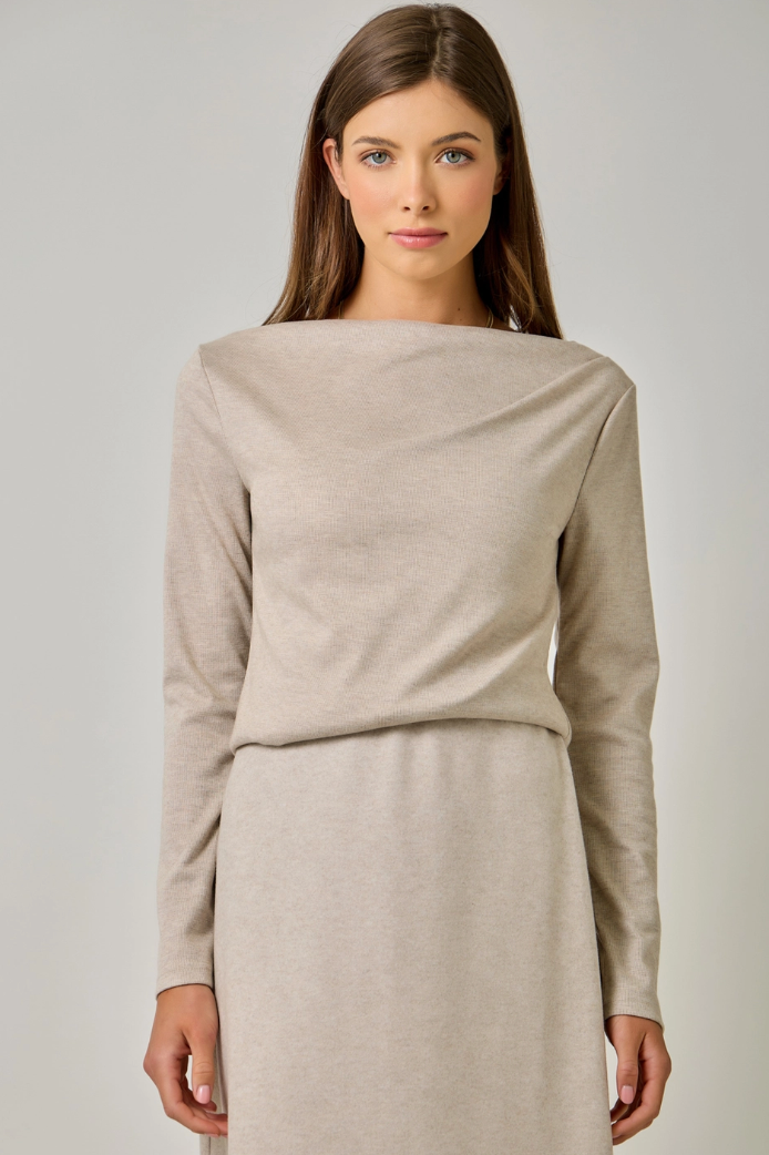 Wool Blend Boat Neck Top