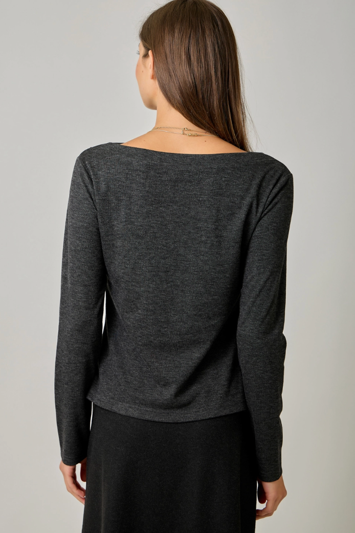 Wool Blend Boat Neck Top