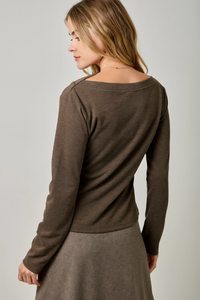 Wool Blend Boat Neck Top