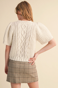 Short Sleeve Cable Knit Sweater