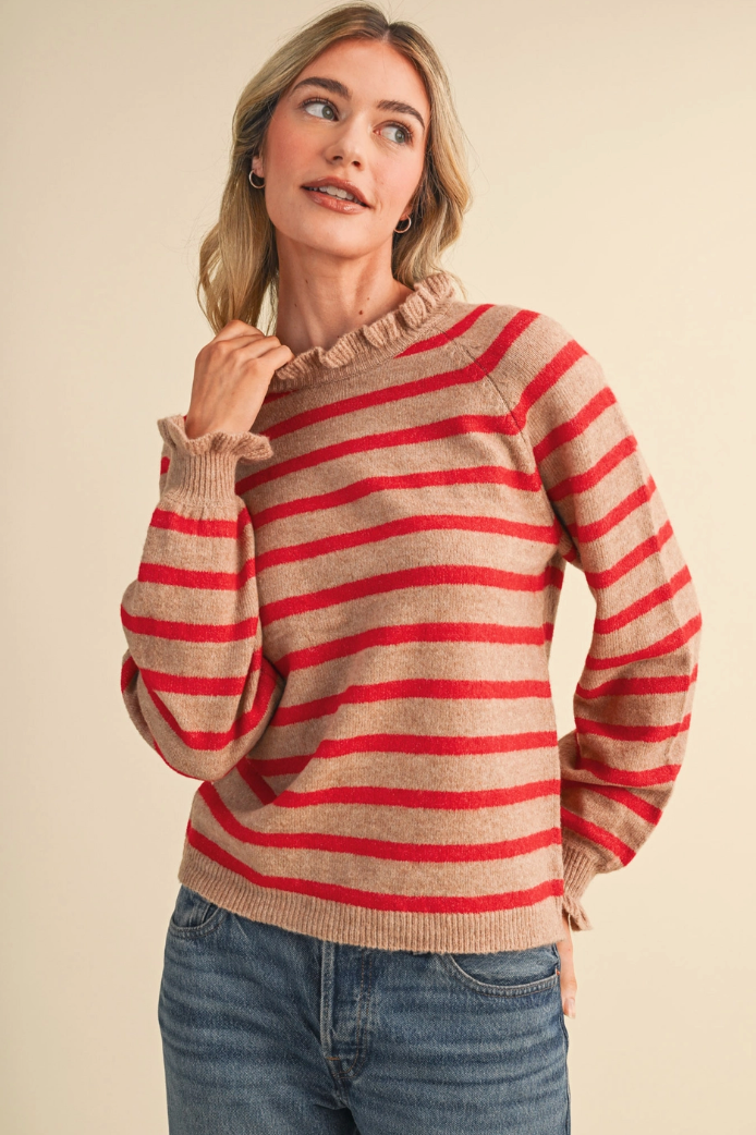 Ruffled Striped Sweater