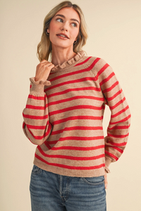 Ruffled Striped Sweater