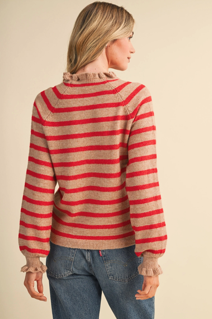 Ruffled Striped Sweater