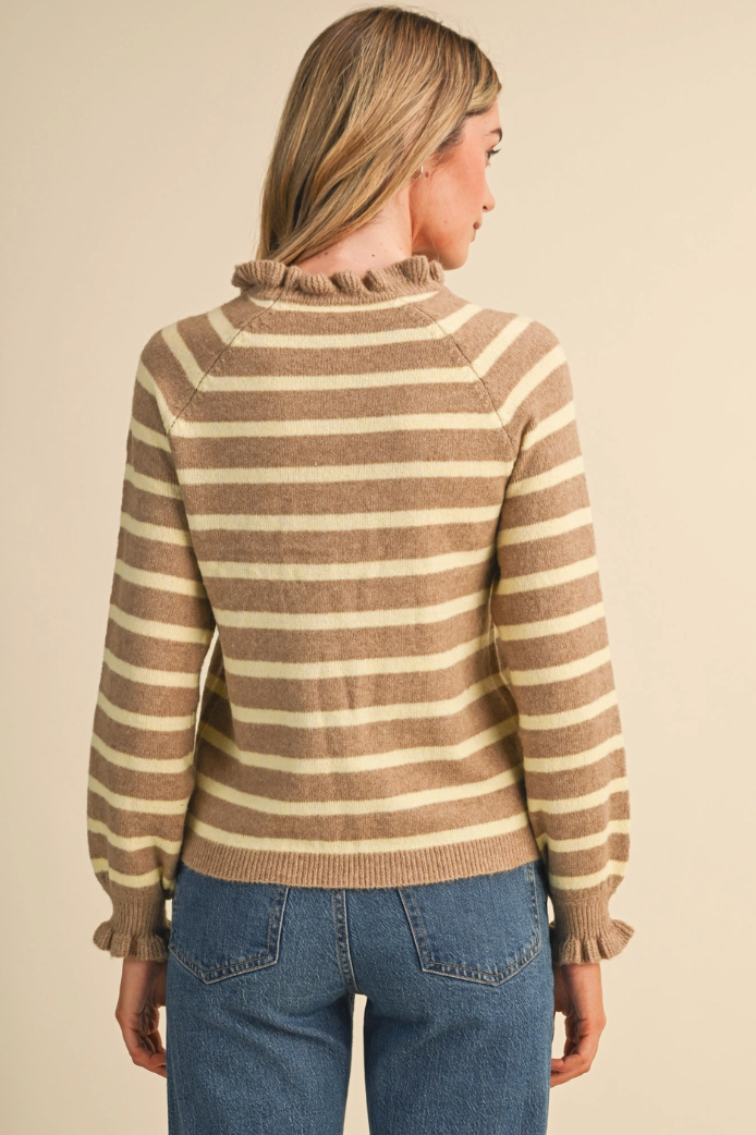 Ruffled Striped Sweater