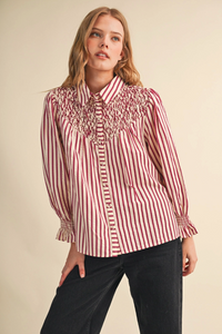 Striped Top with Smocked Yoke