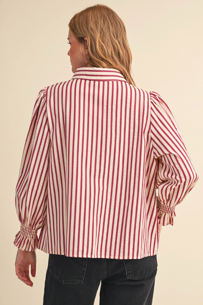 Striped Top with Smocked Yoke