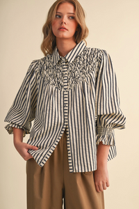 Striped Top with Smocked Yoke