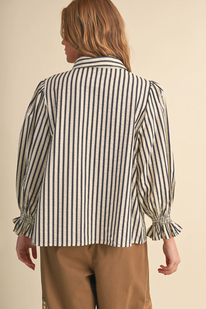 Striped Top with Smocked Yoke