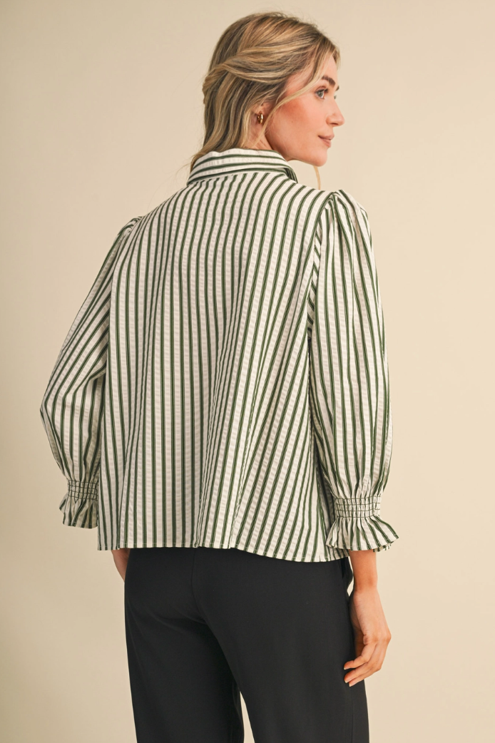 Striped Top with Smocked Yoke