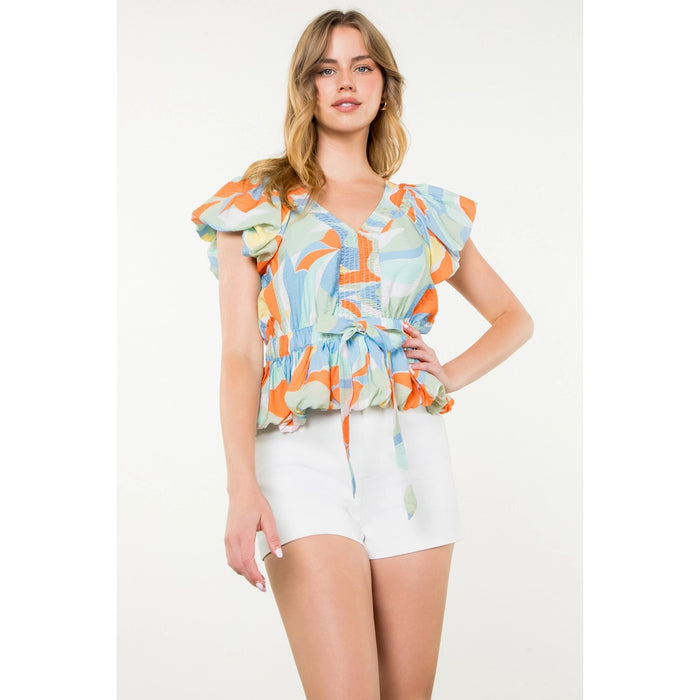 Flutter Sleeve Multi Color Top