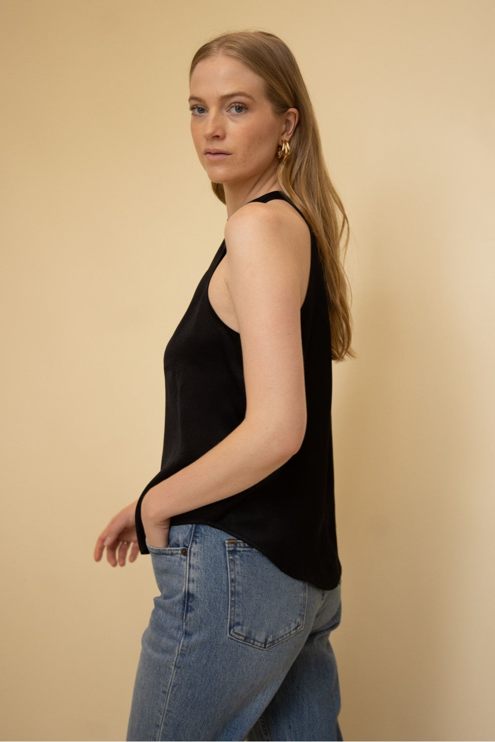 Satin High Neck Halter Top