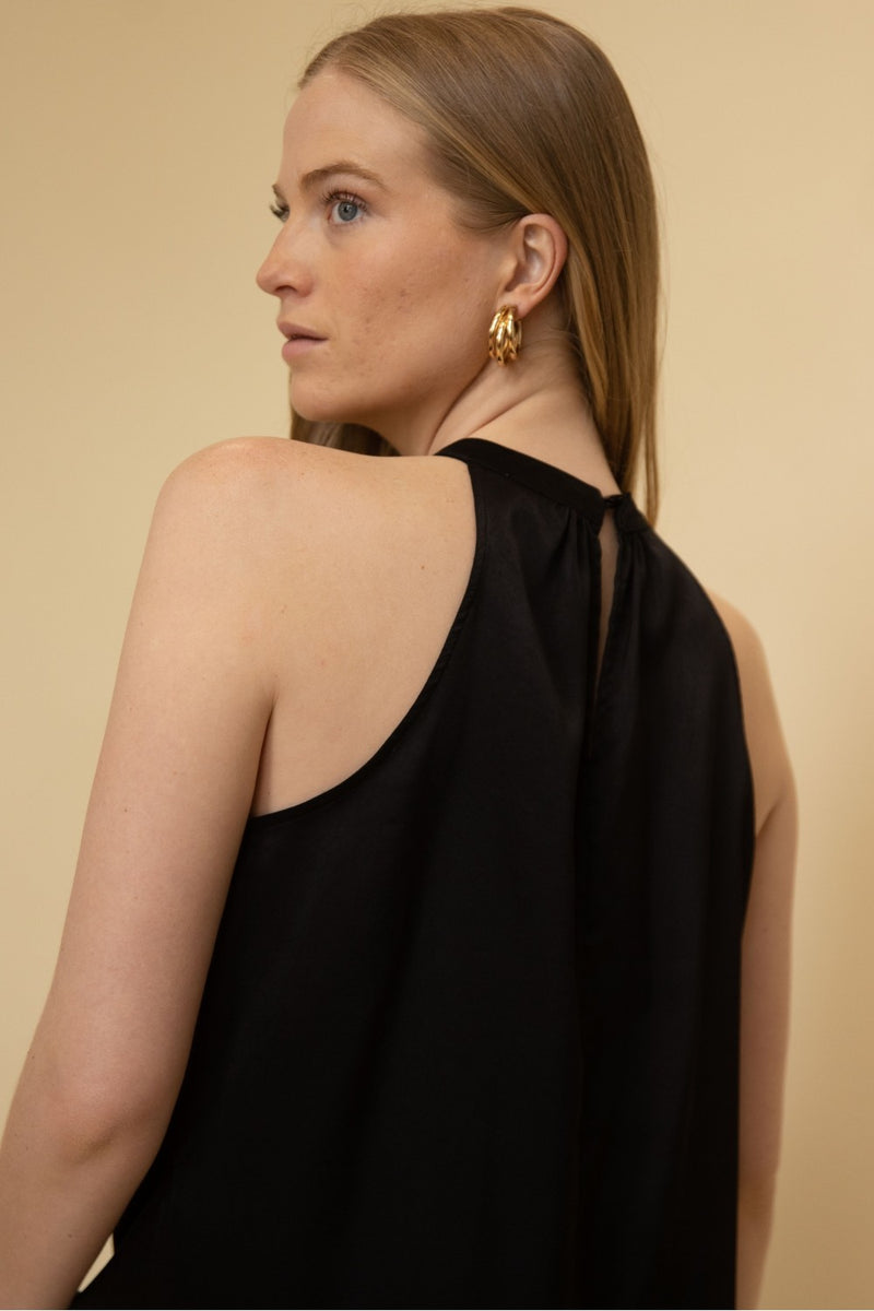 Satin High Neck Halter Top