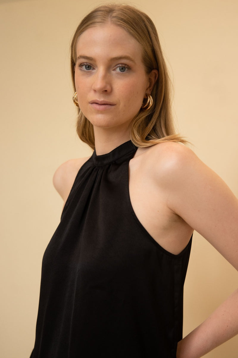 Satin High Neck Halter Top