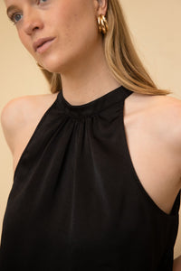 Satin High Neck Halter Top