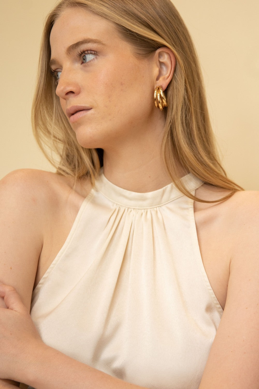 Satin High Neck Halter Top