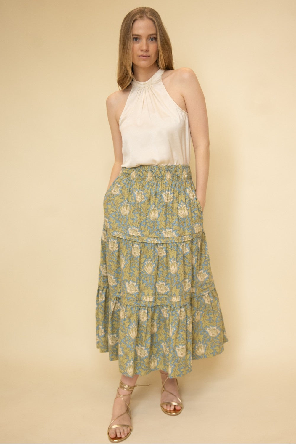 Satin High Neck Halter Top