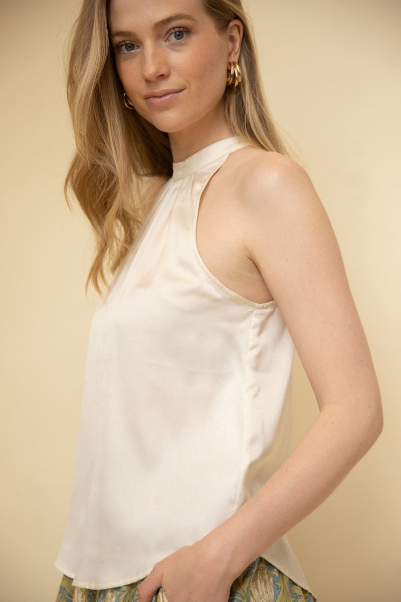 Satin High Neck Halter Top