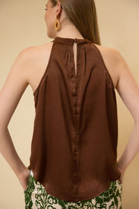 Satin High Neck Halter Top