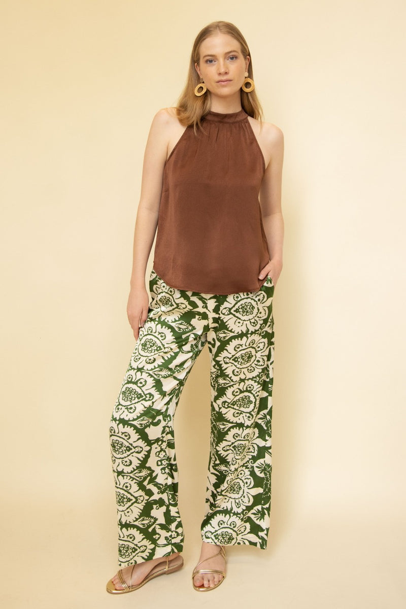 Satin High Neck Halter Top