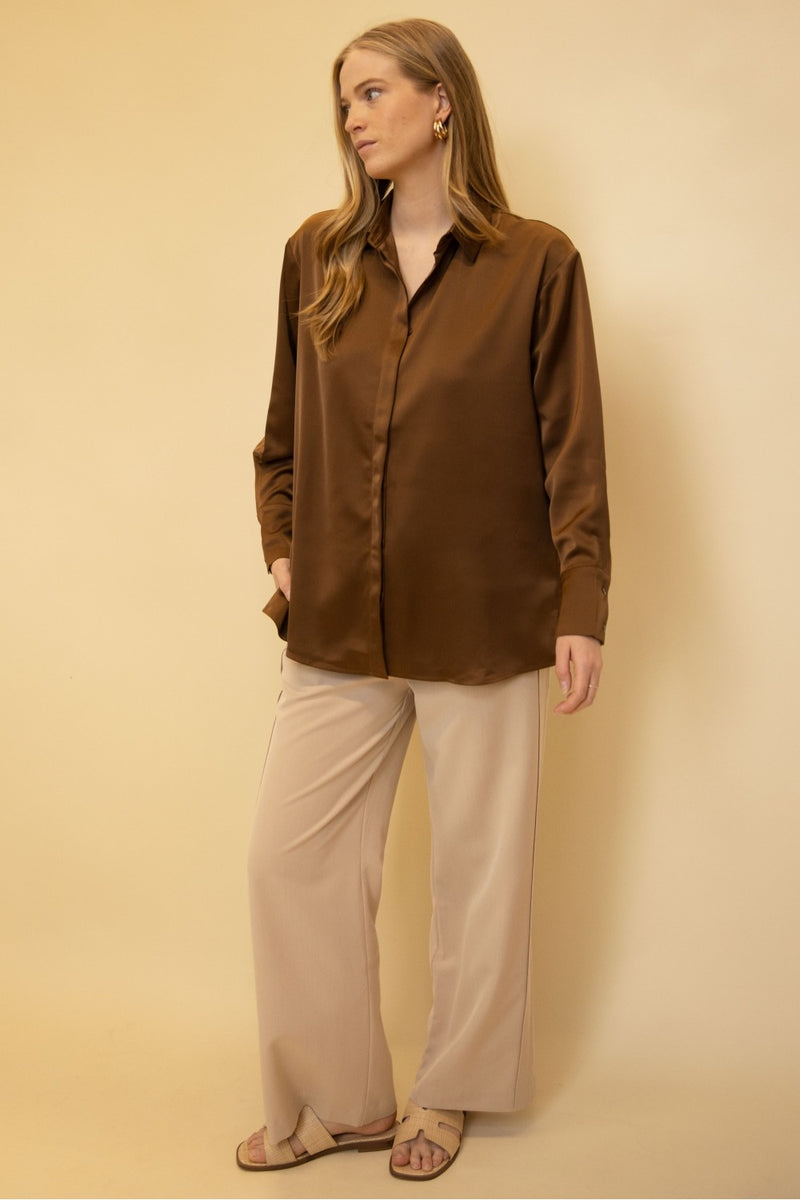 Satin Button Up Top