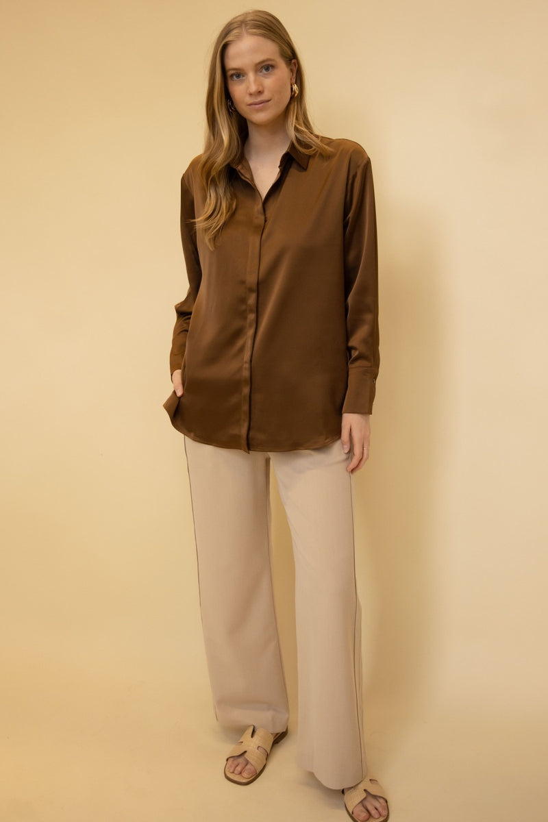 Satin Button Up Top