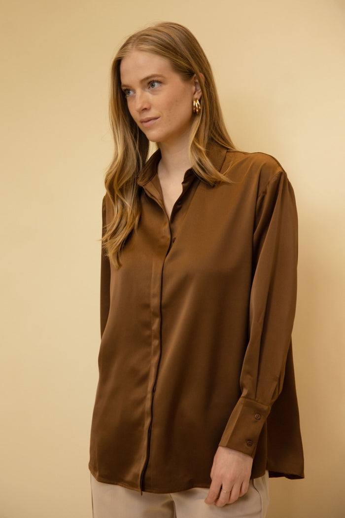 Satin Button Up Top