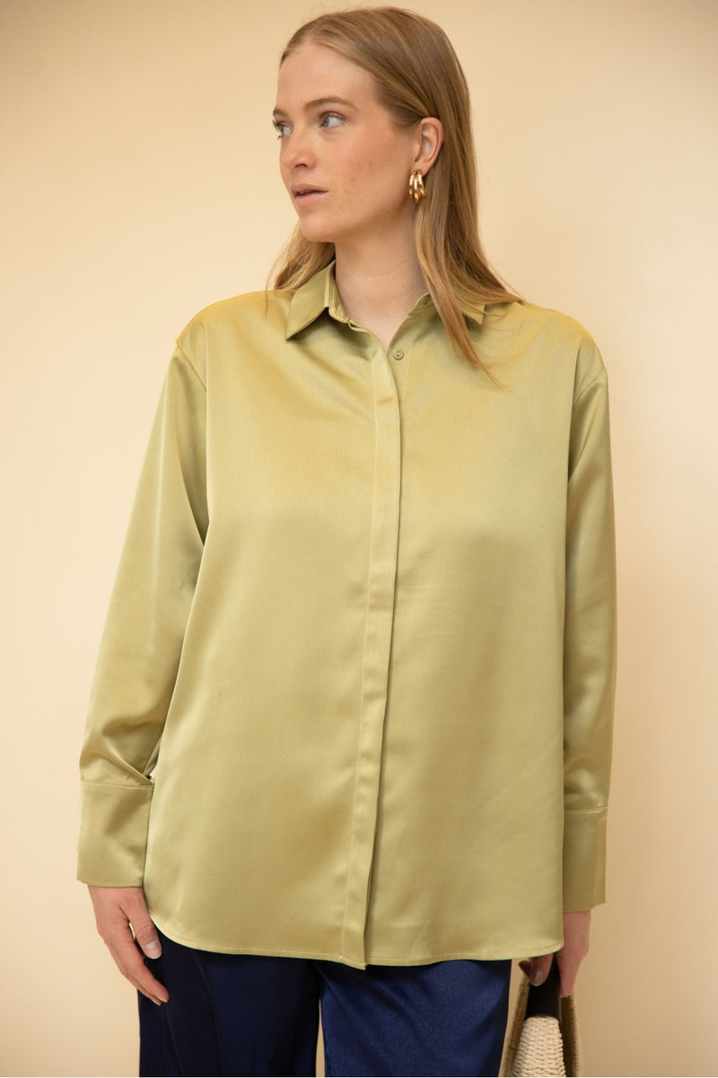 Satin Button Up Top
