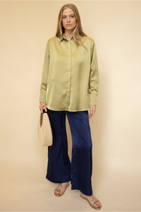 Satin Button Up Top
