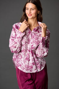 Smocked Cuff Ruffle Top