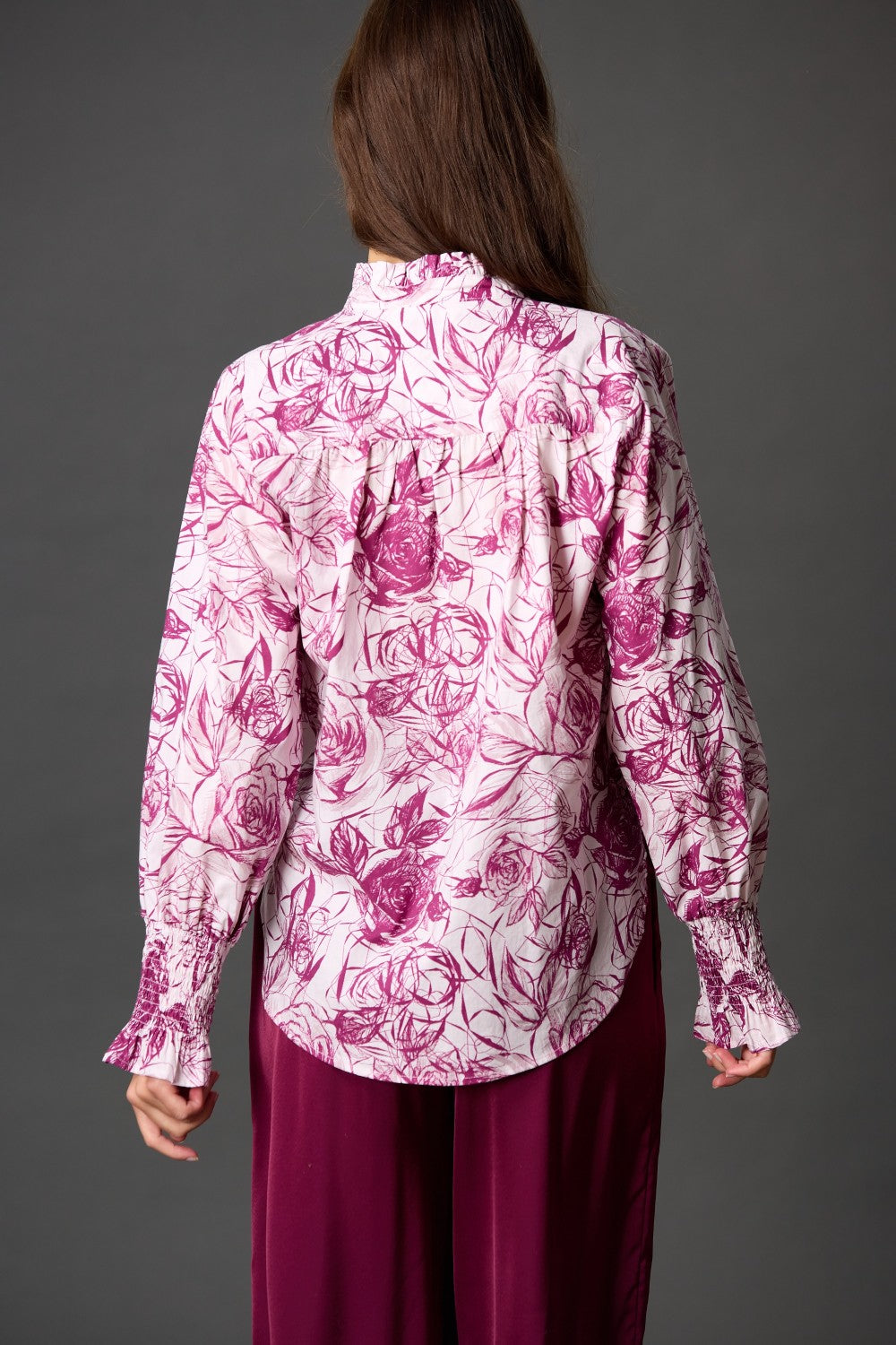 Smocked Cuff Ruffle Top