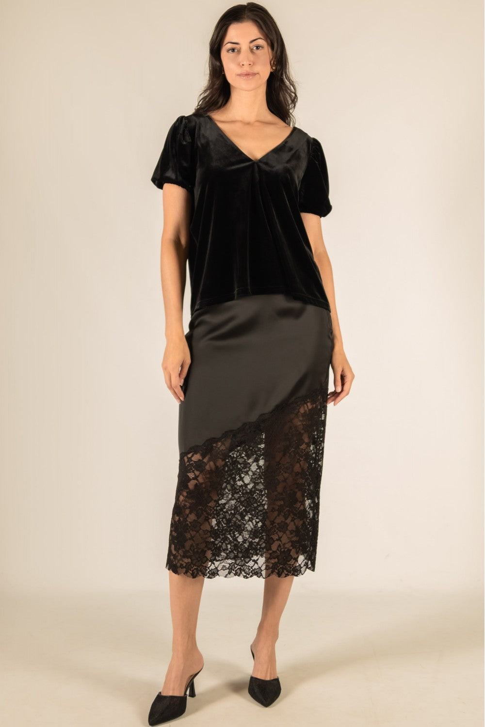 Velvet Flounce Sleeve Top