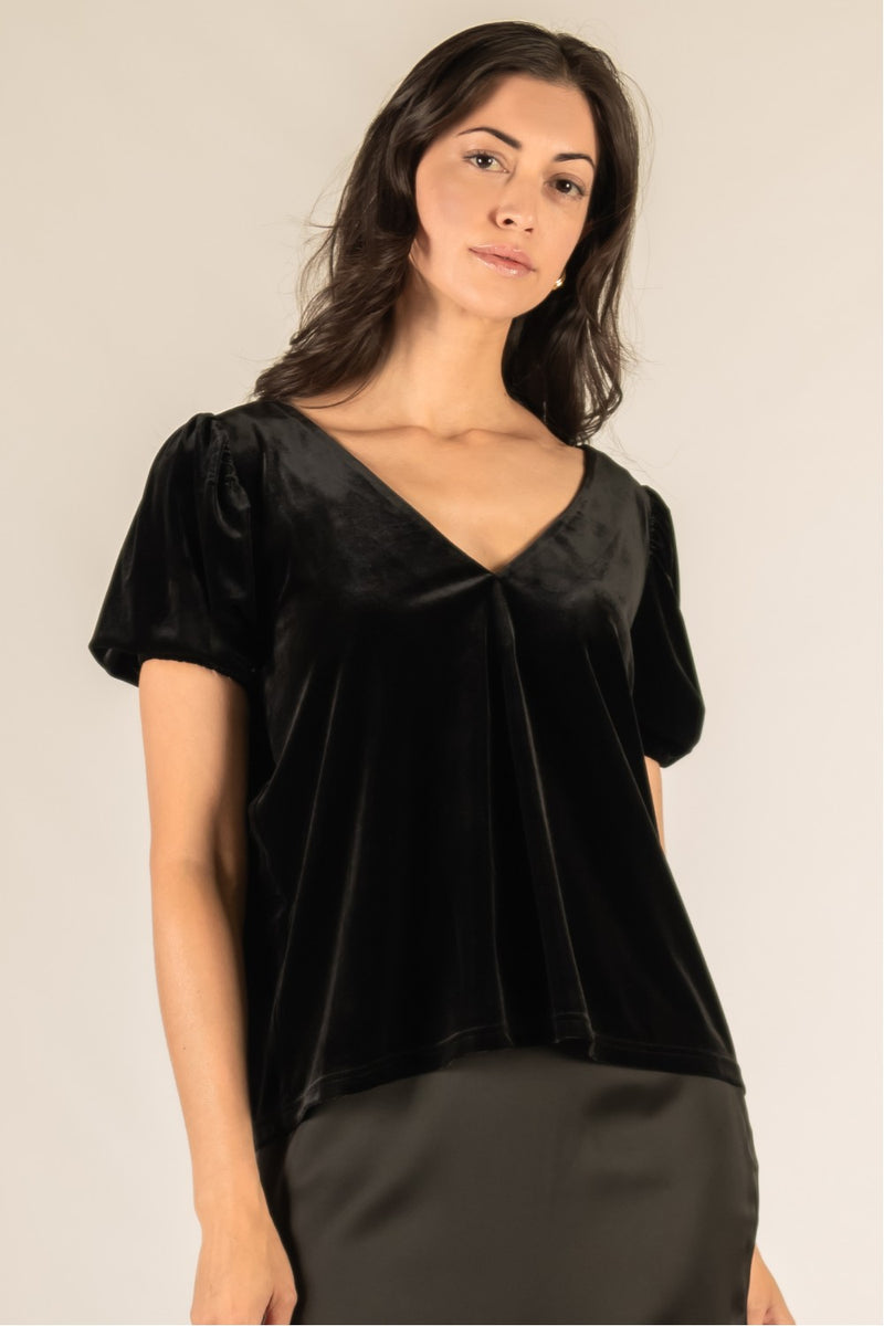 Velvet Flounce Sleeve Top