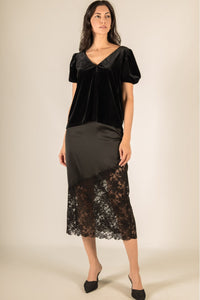 Velvet Flounce Sleeve Top