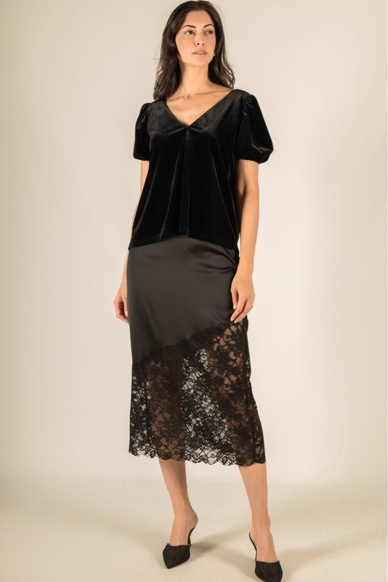 Velvet Flounce Sleeve Top