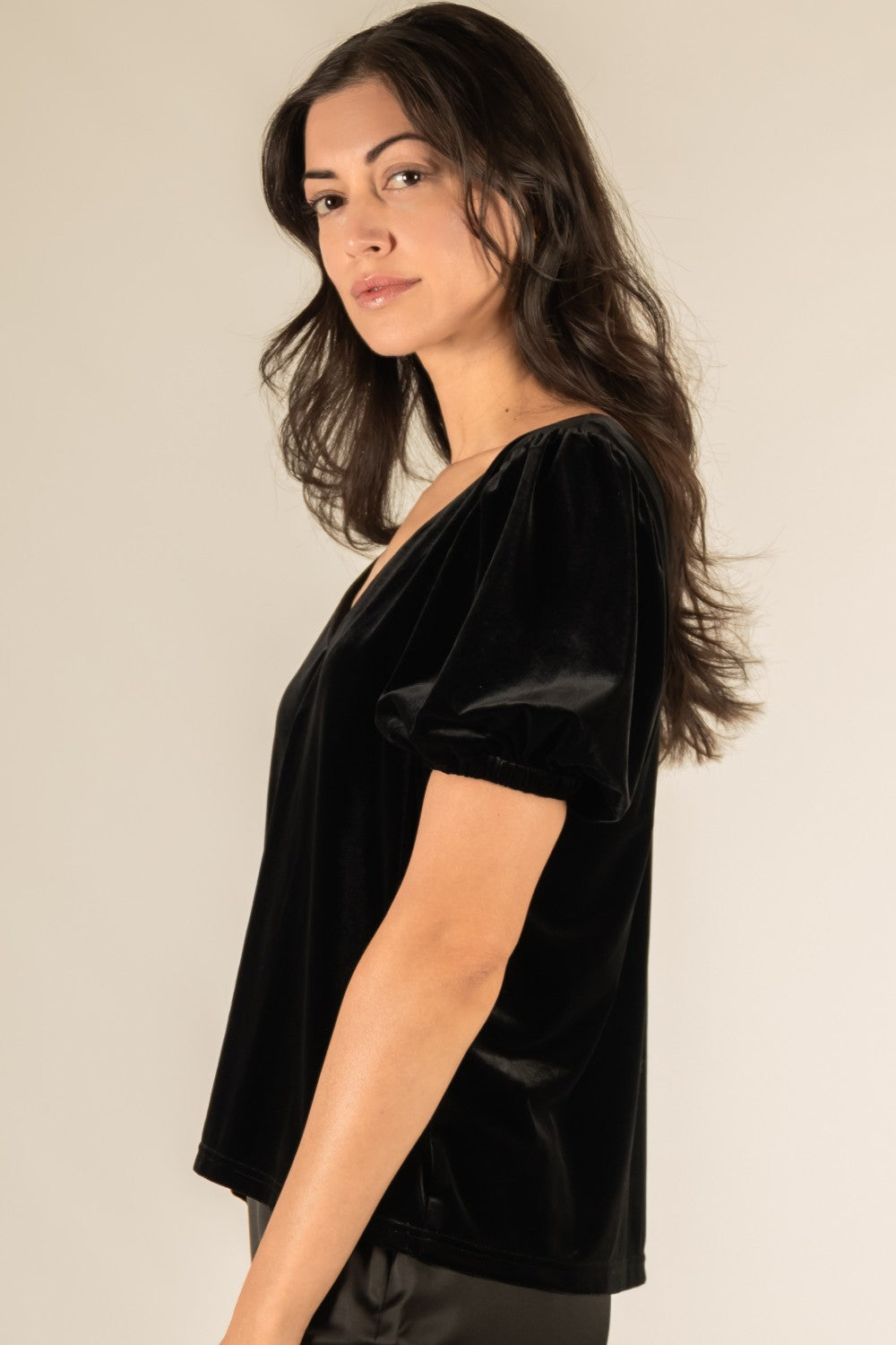 Velvet Flounce Sleeve Top