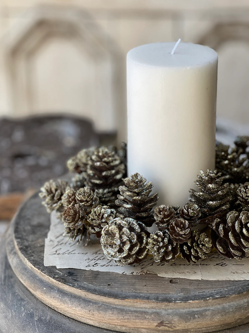 Shimmer Pine Cone Candle Ring