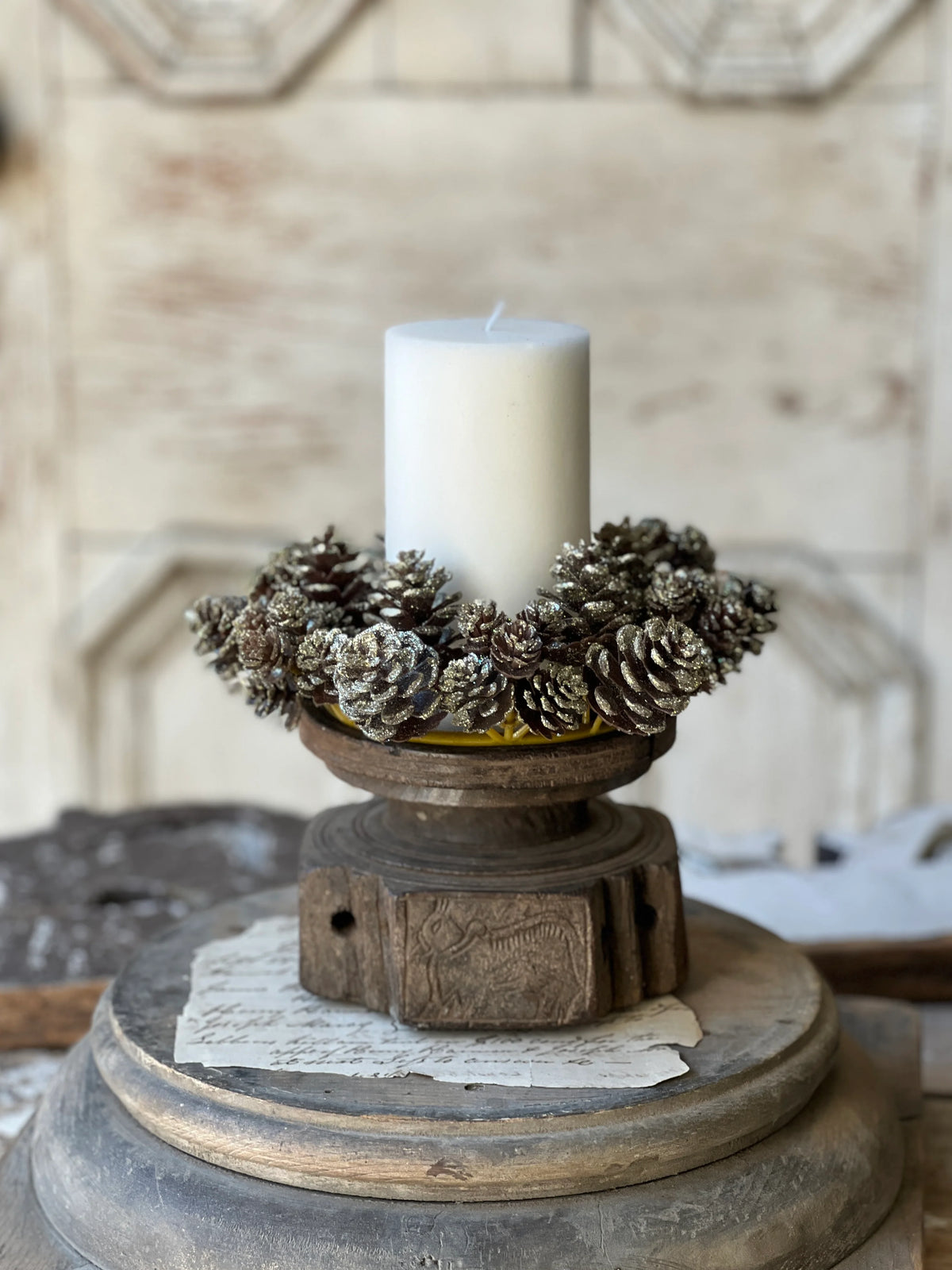 Shimmer Pine Cone Candle Ring