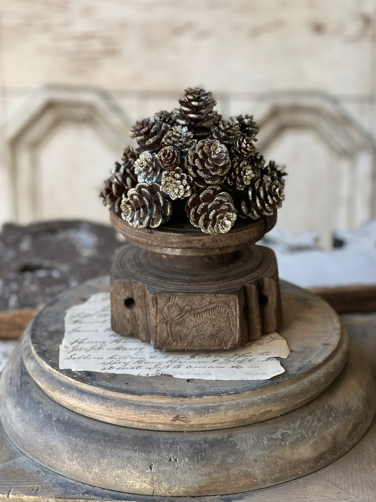 Shimmer Pine Cone Half Sphere