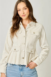 Washed Corduroy Peplum Jacket