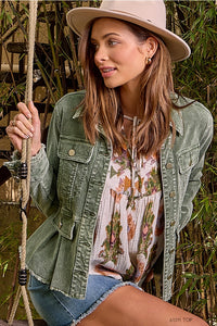 Washed Corduroy Peplum Jacket