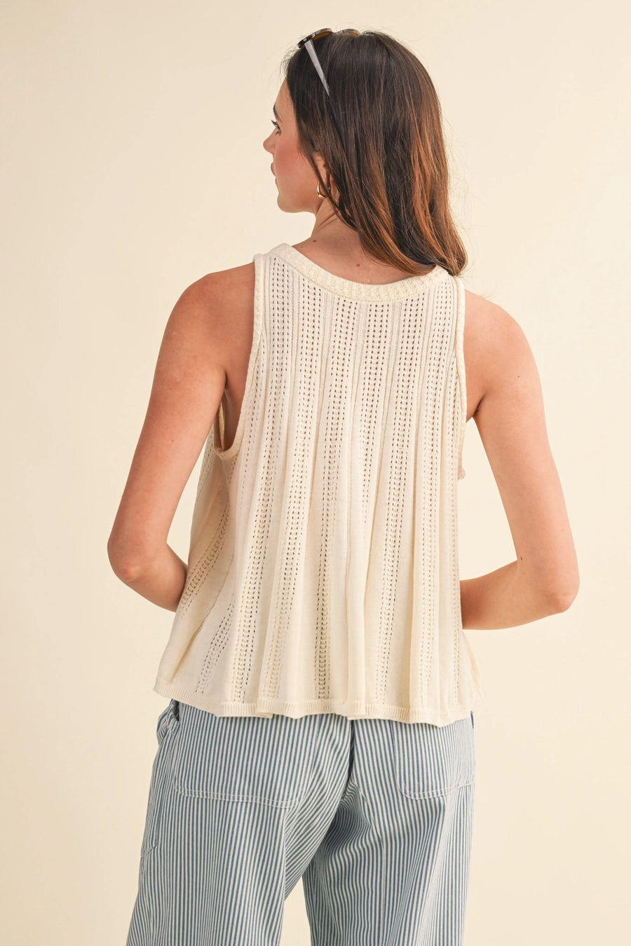 Sleeveless Pointelle Sweater Tank