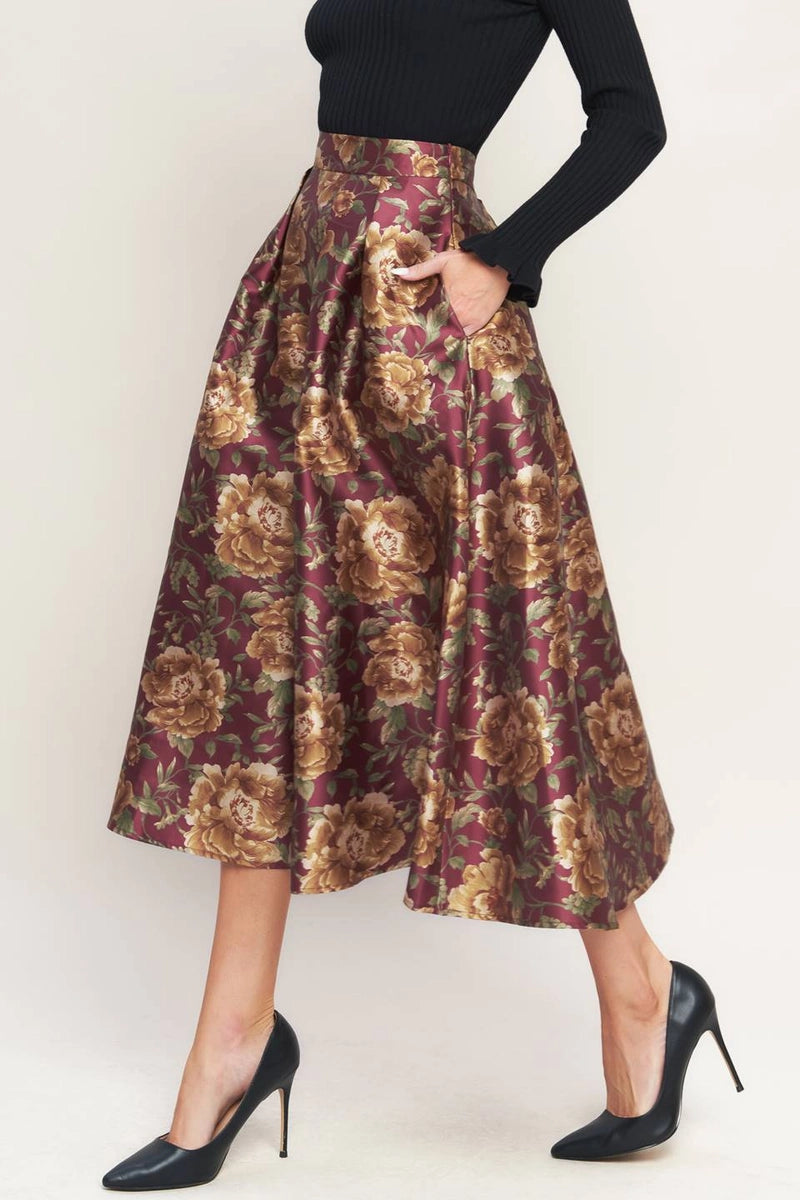 Printed Full Midi Skirt